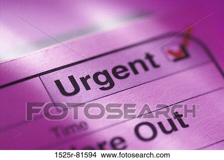 Close-up of urgent ticked on a sheet of paper View Large Photo Image Picture - Close-up of urgent ticked on a sheet of paper. Fotosearch