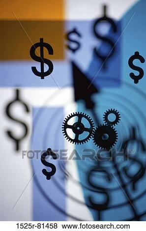 Dollar signs with gears and arrow View Large Photo Image Stock Photo - Dollar signs with gears and arrow. Fotosearch