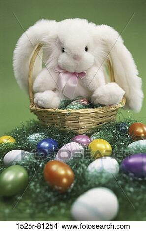 Easter bunny in an Easter basket View Large Photo Image Picture - Easter bunny in an Easter basket. Fotosearch
