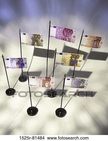 Picture - Euro banknotes as flags. Fotosearch