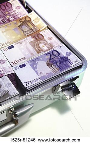 Euro banknotes in a briefcase View Large Photo Image Stock Photograph - Euro banknotes in a briefcase. Fotosearch