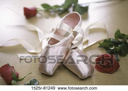 Pair of ballet slippers with three roses View Large Photo Image Stock Photo - Pair of ballet slippers with three roses. Fotosearch