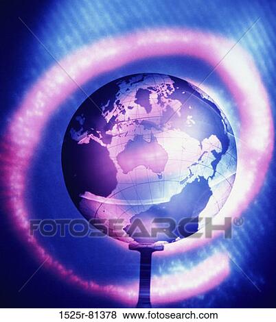 Stock Photo - @ symbol encircling a globe. Fotosearch