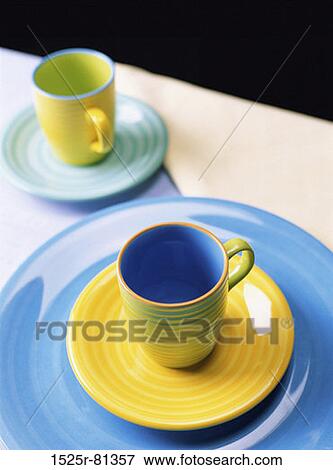 Two cups and saucers View Large Photo Image Stock Photo - Two cups and saucers. Fotosearch
