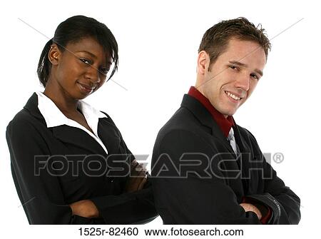 Businessman and a businesswoman standing with their arms crossed View Large Photo Image Stock Image - Businessman and a businesswoman standing with their arms crossed. Fotosearch