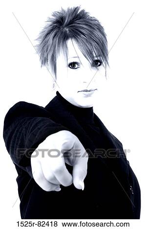 Businesswoman pointing forward with her finger View Large Photo Image Stock Photo - Businesswoman pointing forward with her finger. Fotosearch