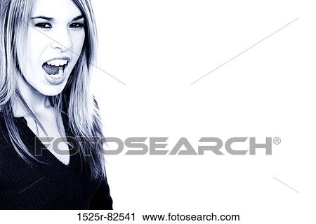 Portrait of a young woman shouting View Large Photo Image Stock Image - Portrait of a young woman shouting. Fotosearch