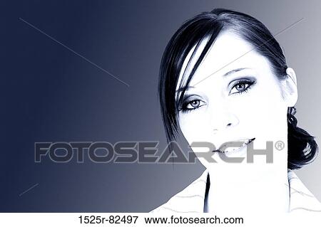 Stock Photo - Portrait of a young woman smiling. Fotosearch