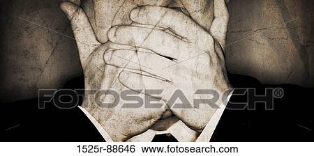 Businessman is being silenced by placing hands over his mouth View Large Photo Image Stock Photograph - Businessman is being silenced by placing hands over his mouth. Fotosearch