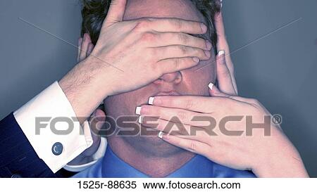 Businessman's eyes and mouth is being blocked by other business people. View Large Photo Image Stock Photography - Businessman's eyes and mouth is being blocked by other business people.. Fotosearch