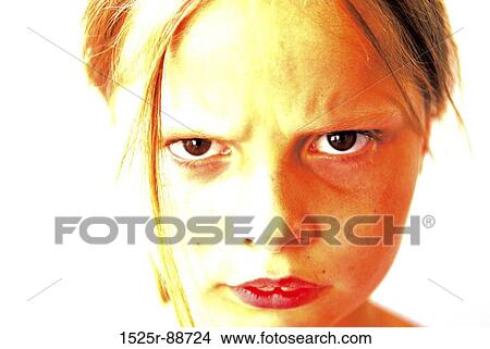 Portrait of a girl looking serious View Large Photo Image Picture - Portrait of a girl looking serious. Fotosearch