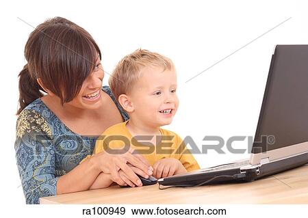 Kids with computer View Large Photo Image Stock Photo - Kids with computer. Fotosearch
