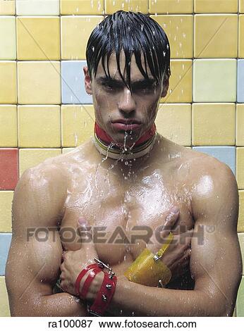 Stock Photo - Man in shower. Fotosearch
