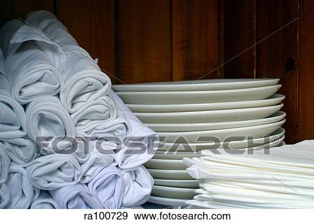 Plates and napkins View Large Photo Image Stock Photo - Plates and napkins. Fotosearch