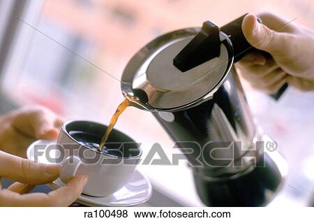 Pouring coffee View Large Photo Image Stock Photo - Pouring coffee. Fotosearch