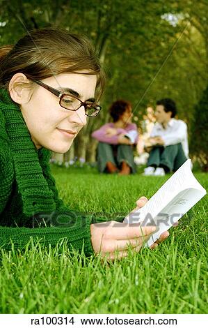 Picture - Reading outside. Fotosearch