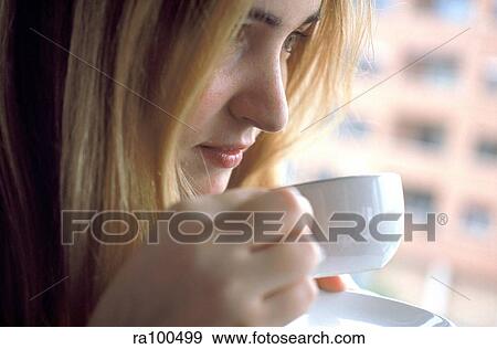 Stock Photo - Woman drinking. Fotosearch