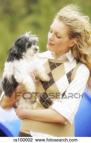 Woman with dog View Large Photo Image Stock Image - Woman with dog. Fotosearch