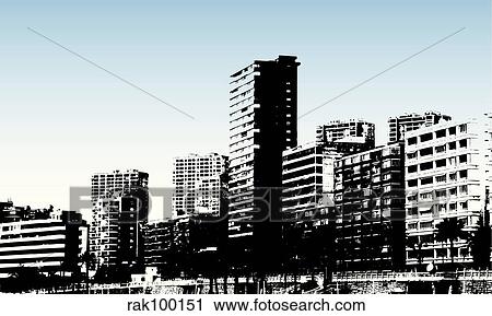 Benidorm View Large Illustration Clip Art - Benidorm. Fotosearch