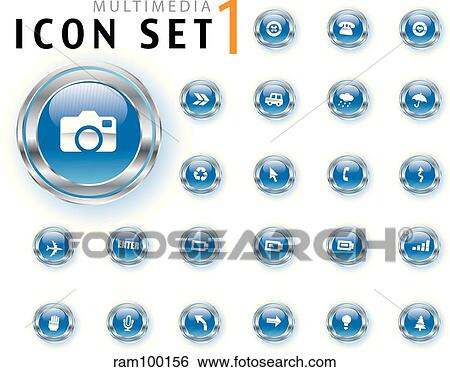 Stock Illustration - blue icons. Fotosearch