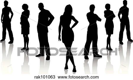 Business team View Large Illustration Drawing - Business team. Fotosearch