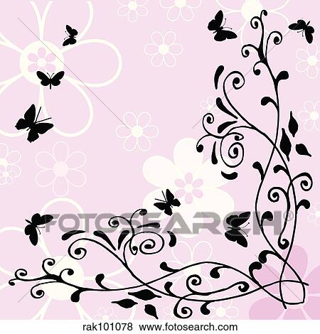 butterflies and flowers View Large Illustration Stock Illustration - butterflies and flowers. Fotosearch