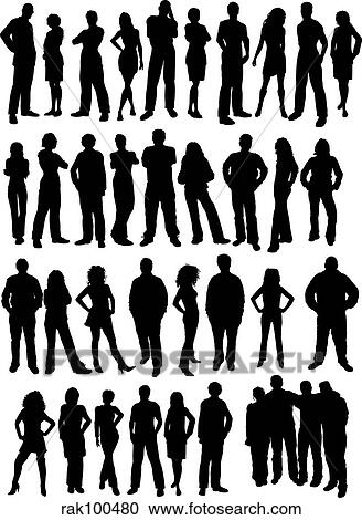 casual people silhouettes View Large Illustration Clipart - casual people silhouettes. Fotosearch