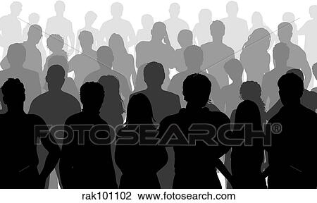 Close up crowd View Large Illustration Drawing - Close up crowd. Fotosearch