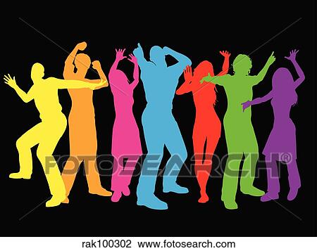 Drawing - Colourful dancers. Fotosearch