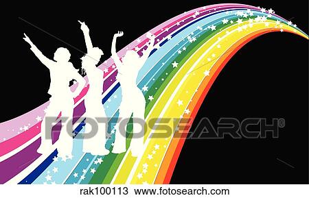 Disco dancers View Large Illustration Drawing - Disco dancers. Fotosearch