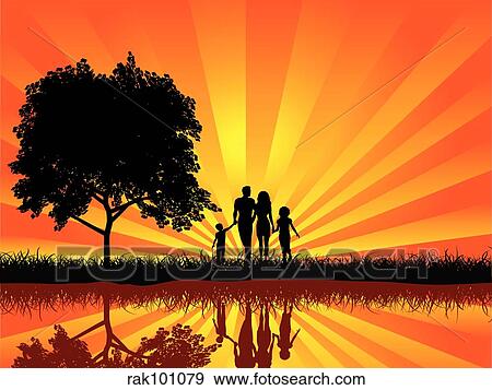 Stock Illustration - Family walking. Fotosearch