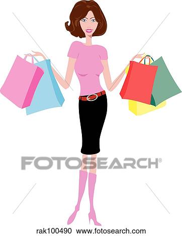 Female shopper View Large Illustration Clipart - Female shopper. Fotosearch