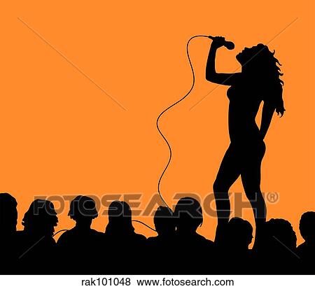 Female singer with crowd View Large Illustration Stock Illustration - Female singer with crowd. Fotosearch