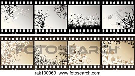 Floral film strips View Large Illustration Stock Illustration - Floral film strips. Fotosearch