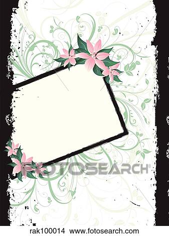 Stock Illustration - Floral grunge border. Fotosearch
