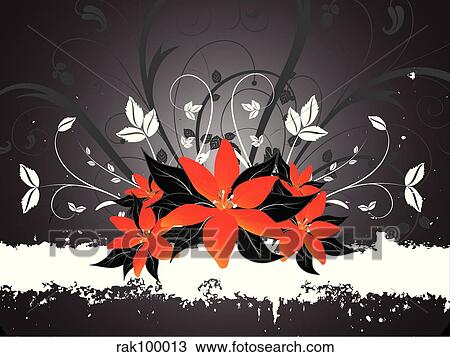 Drawing - floral grunge design. Fotosearch