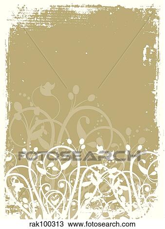 Floral grunge View Large Illustration Drawing - Floral grunge. Fotosearch