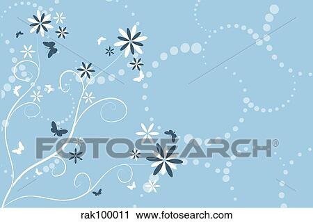 Clip Art - Flowers and butterflies. Fotosearch