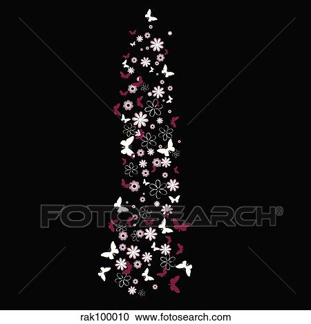 Clipart - Flowers and butterflies. Fotosearch
