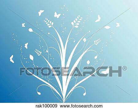 Stock Illustration - Flowers and butterflies. Fotosearch