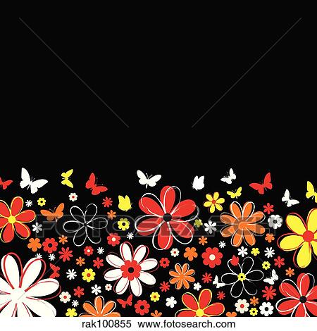 Stock Illustration - Flowers and butterflies. Fotosearch