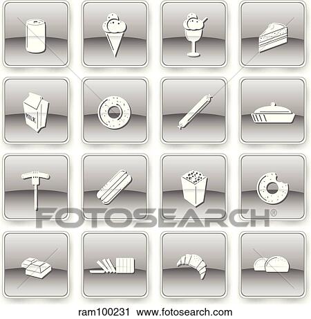 foodblack icons View Large Illustration Clip Art - foodblack icons. Fotosearch