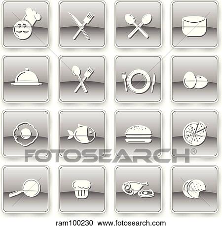 foodblack icons View Large Illustration Clipart - foodblack icons. Fotosearch