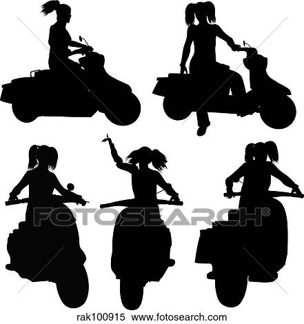 Stock Illustration - Girl on scooter. Fotosearch