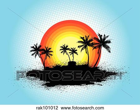 Grunge palm trees View Large Illustration Drawing - Grunge palm trees. Fotosearch