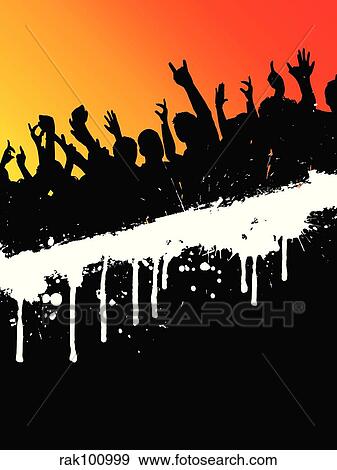 Stock Illustration - grunge party crowd. Fotosearch