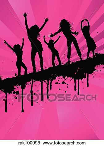 grunge party girls View Large Illustration Stock Illustration - grunge party girls. Fotosearch