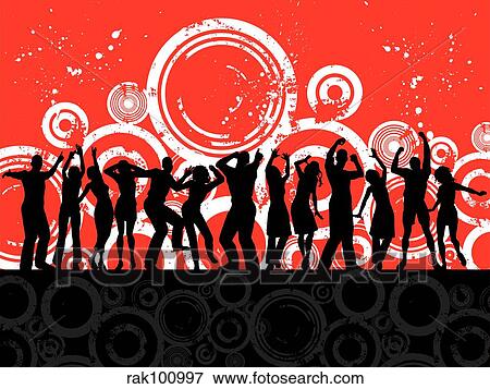 Stock Illustration - grunge party people. Fotosearch