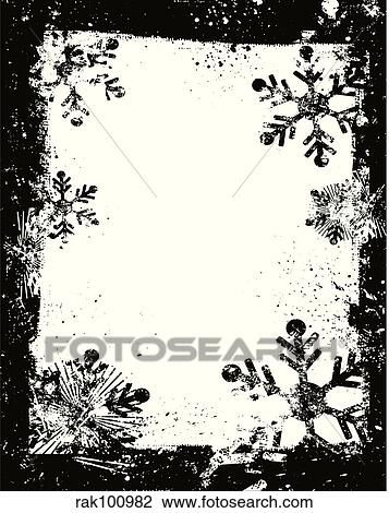 Grunge snowflake border View Large Illustration Drawing - Grunge snowflake border. Fotosearch