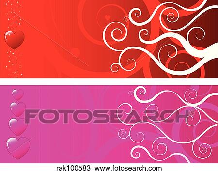 hearts banners View Large Illustration Drawing - hearts banners. Fotosearch